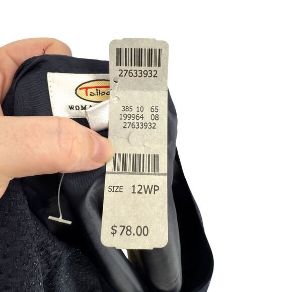 VTG Talbots Shell Tank Top 12W PETITE Navy Blue Shimmer Evening Lined Side Zip - Picture 13 of 15